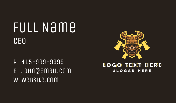 Viking Skull Warrior Axe Business Card Design Image Preview