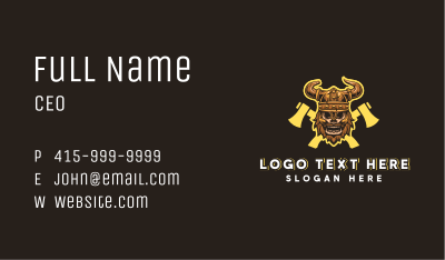 Viking Skull Warrior Axe Business Card Image Preview