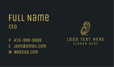 Yellow Monoline Owl Business Card Image Preview