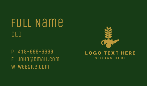 Golden Watering Can Business Card Design Image Preview