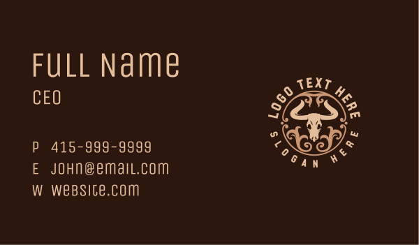 Texas Bull Skull Business Card Design Image Preview