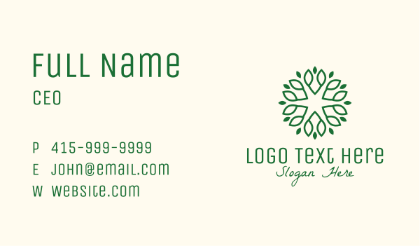 Decorative Green Leaves Business Card Design Image Preview