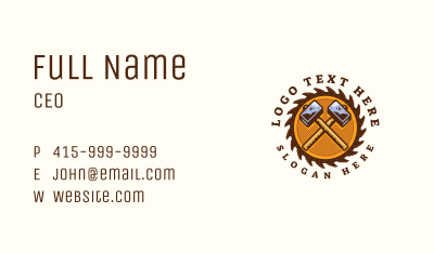 Woodwork Saw Hammer Business Card Image Preview