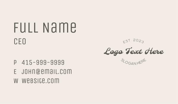 Classic Elegant Wordmark Business Card Design Image Preview