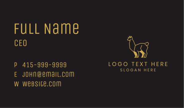 Wild Gold Alpaca Business Card Design Image Preview