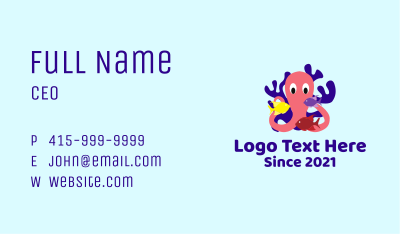 Octopus Fish Coral Reef Business Card