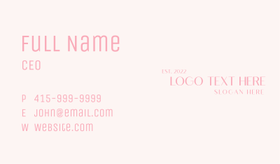 Pink Feminine Wordmark Business Card Image Preview
