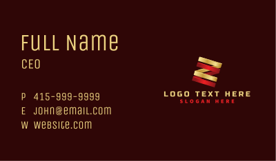 Professional Metal Letter Z Business Card Image Preview