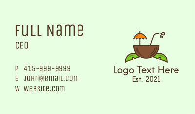 Tropical Coconut Drink Business Card Image Preview