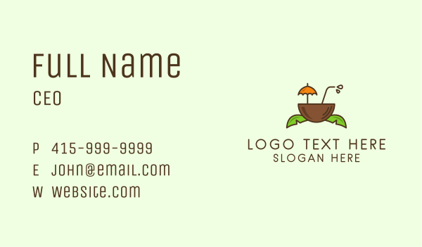 Tropical Coconut Drink Business Card Design Image Preview