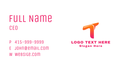 Generic Gradient Letter T Business Card Image Preview