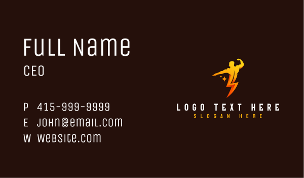 Lightning Strong Man Business Card Design Image Preview
