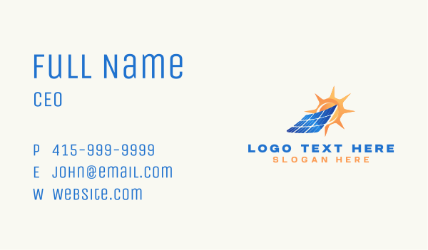 Solar Panel Energy Business Card Design Image Preview