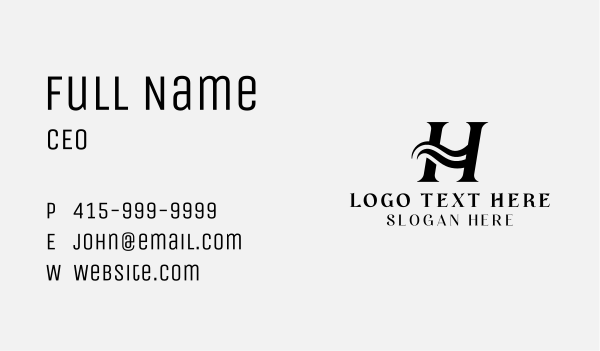 Generic Brand Swoosh Letter H Business Card Design Image Preview