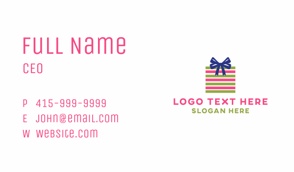 Ribbon Stripes Gift Business Card Design Image Preview