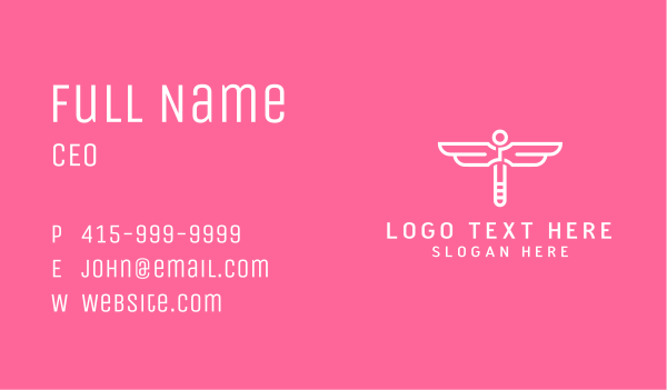 Pink White Dragonfly Business Card Design Image Preview