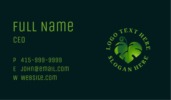 Green Heart Leaf Business Card Design Image Preview