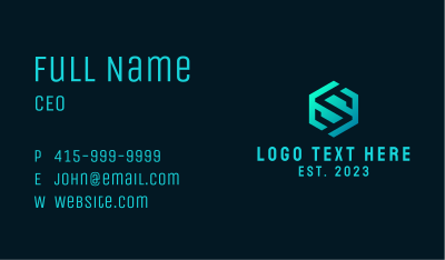 Cyber Hexagon Letter S Business Card Image Preview