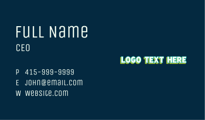 Pop Neon Wordmark Business Card Image Preview