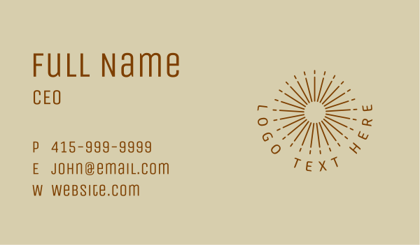 Brown Sun Rays Business Card Design Image Preview