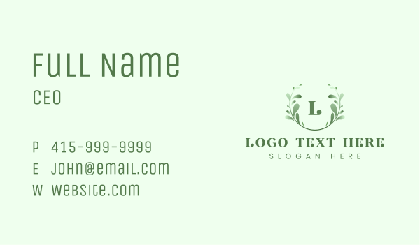 Natural Leaf Eco Wreath Business Card Design Image Preview