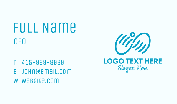 Blue Hand Support Business Card Design Image Preview