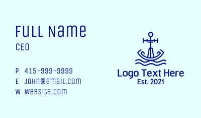 Minimalist Anchor Wave Business Card Image Preview
