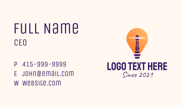 Lighthouse Light Bulb  Business Card Design Image Preview