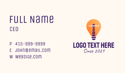 Lighthouse Light Bulb  Business Card Image Preview