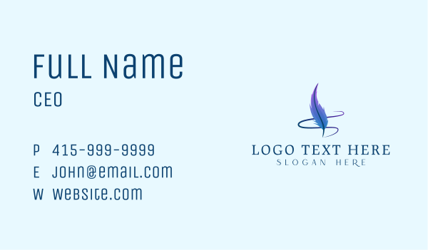 Quill Pen Feather Business Card Design Image Preview