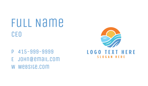 Sunset Water Wave Business Card Design Image Preview