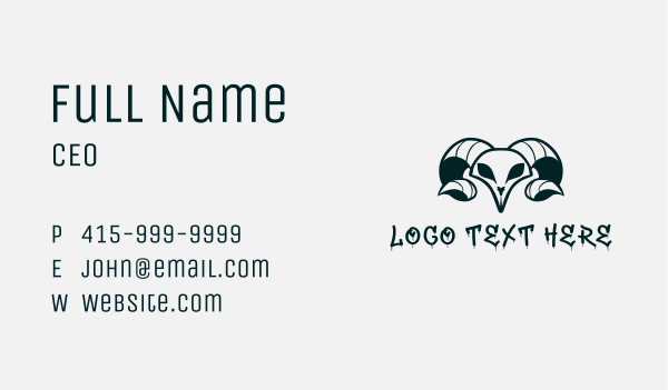 Punk Ram Skull Business Card Design Image Preview