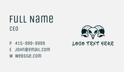 Punk Ram Skull Business Card Image Preview