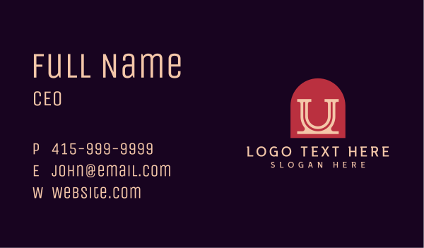 Modern Arch Letter U Business Card Design Image Preview