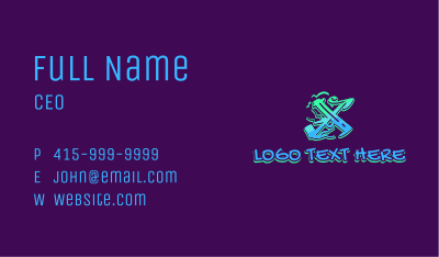 Neon Graffiti Art Letter X Business Card Image Preview