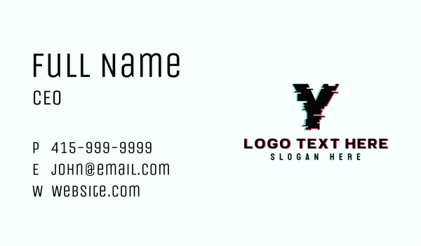 Glitch Tech Letter Y Business Card Design Image Preview