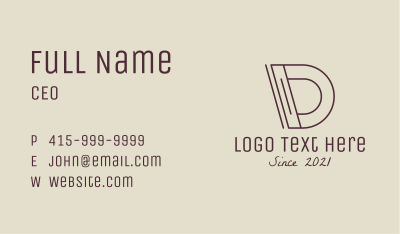 Deluxe Brand Letter D  Business Card