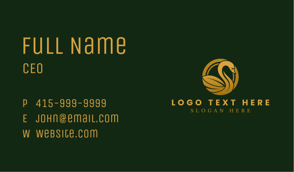Luxury Gold Swan Business Card Design Image Preview