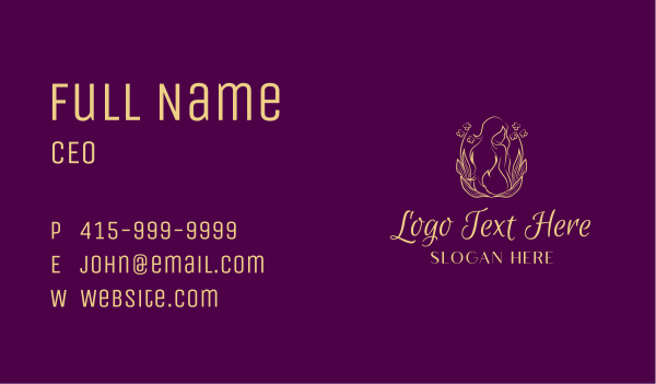 Floral Organic Nude Woman Business Card Design Image Preview