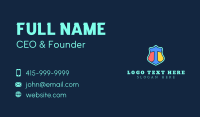 Neon Shield Letter T Business Card Design