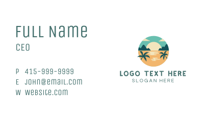 Beach Sunset Palm Tree Business Card Image Preview