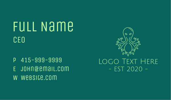 Green Nature Octopus  Business Card Design Image Preview