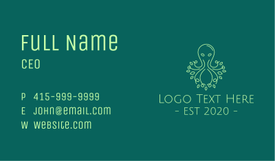 Green Nature Octopus  Business Card Image Preview