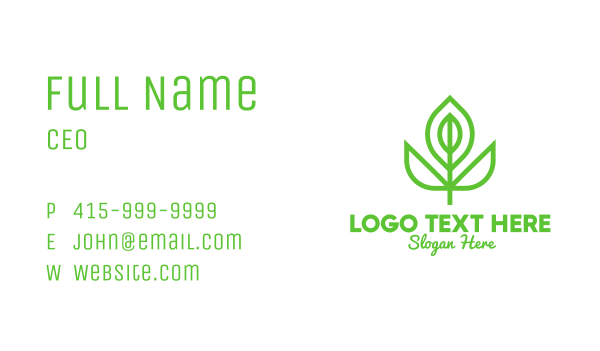 Green Monoline Flower Bud Business Card Design Image Preview