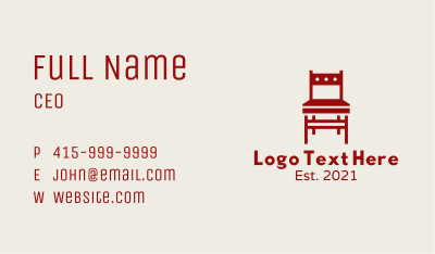 Red Dining Chair Business Card Image Preview