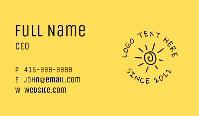 Black Yellow Sun Business Card