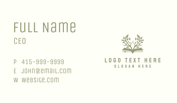 Tree Plant Book Business Card Design Image Preview