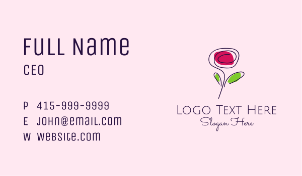 Minimalist Rose Floral  Business Card Design Image Preview