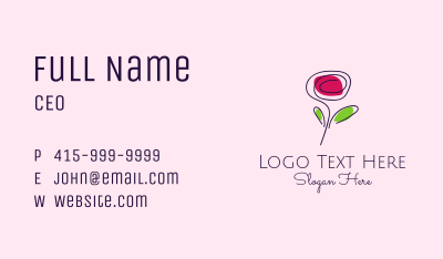 Minimalist Rose Floral  Business Card