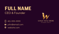 Metallic Gold Letter W Business Card Design